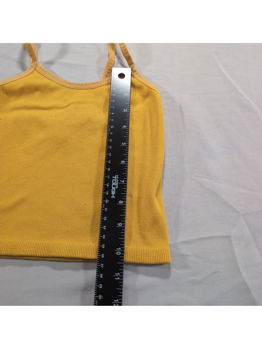 Yellow Ribbed Knit Spaghetti Strap Tank Top - Picture 5 of 5